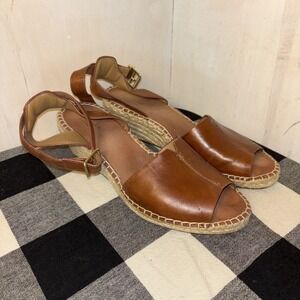 Clarks Artisan Petrina Selma Wedge Sandal Womens 8 Brown Leather Espadrille Boho